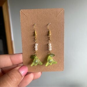 Hand Crafted Green and Gold Earrings